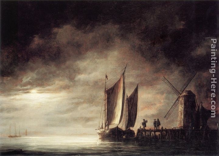 Aelbert Cuyp Dordrecht Harbour by Moonlight
